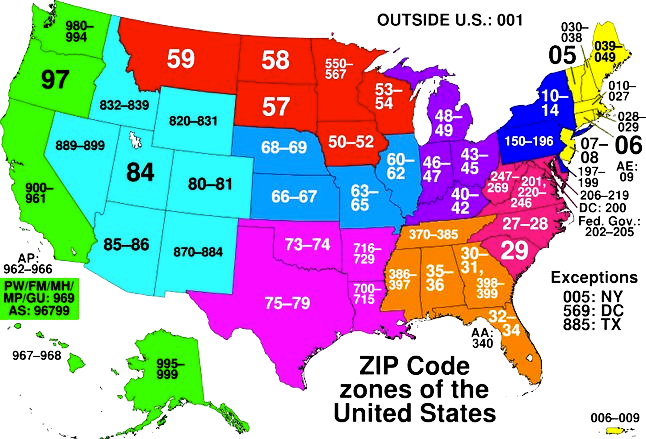 us zip code map